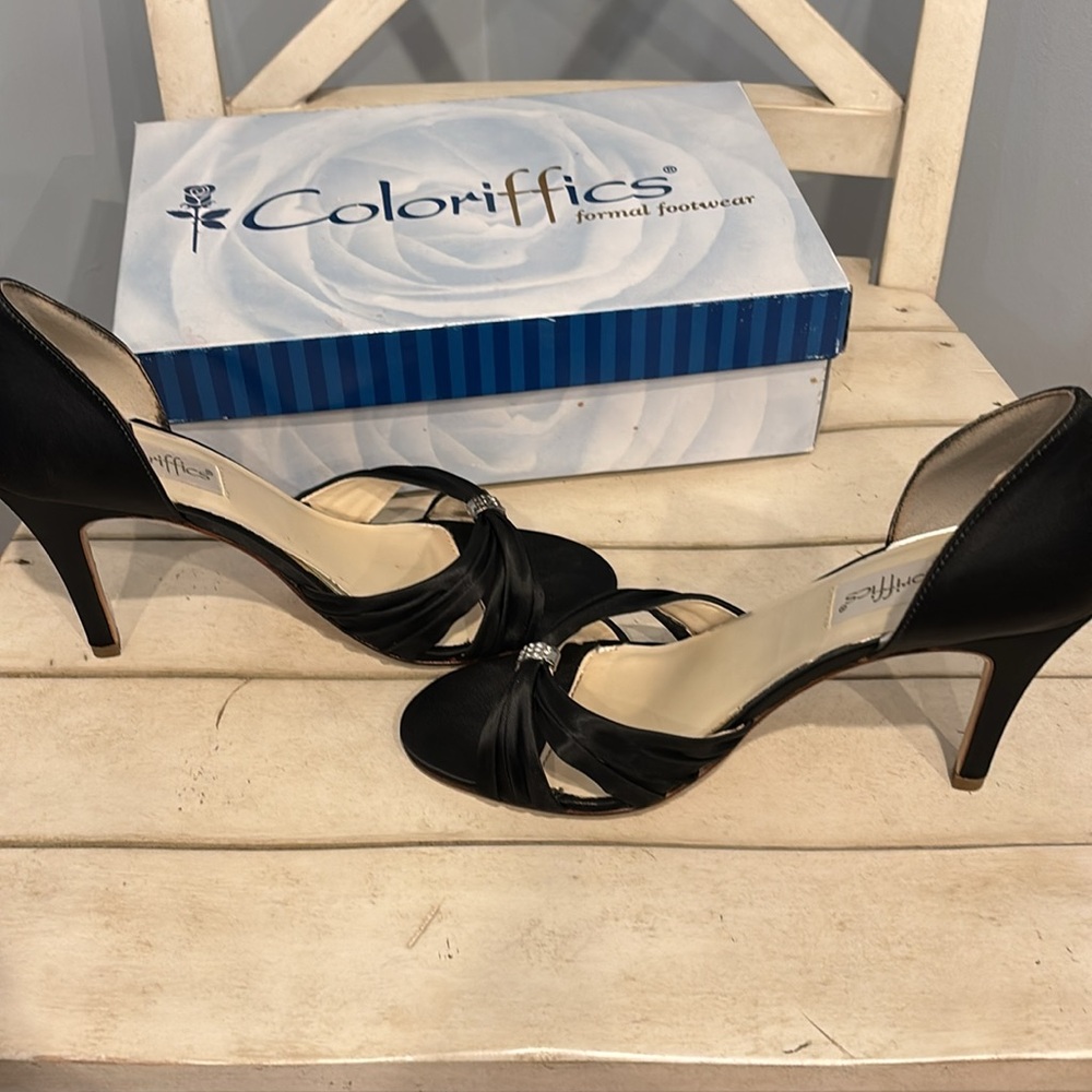 Coloriffics Black Dress Heels size 9.5W - Picture 7 of 8